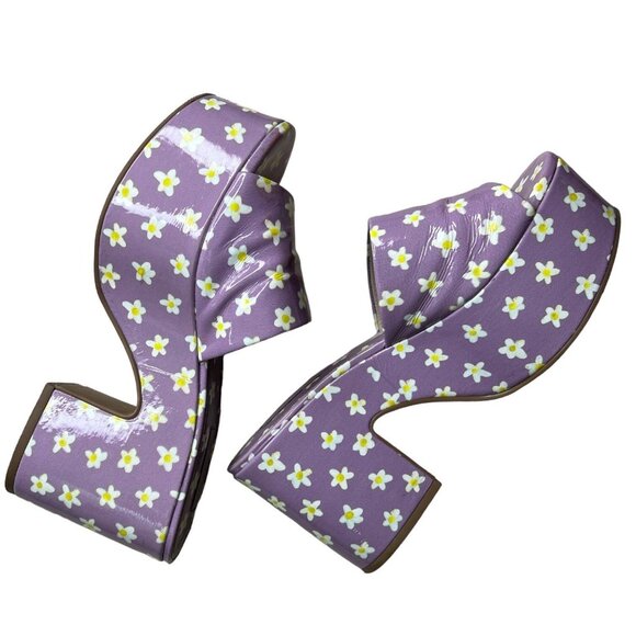 Larroude Womens Floral Miso Platform Slide Sandal Lavender 7 Coquette Cottage‎ - Picture 8 of 16